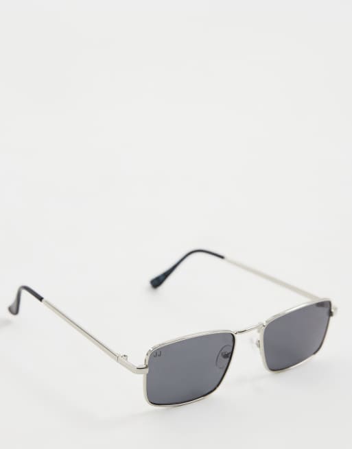 Jack & Jones - Occhiali da sole squadrati con montatura in metallo color argento, 2 di 3