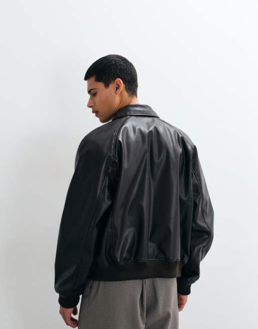 Jack & Jones ocieplana kurtka bomberka ze skóry PU w czerni, 4 z 5