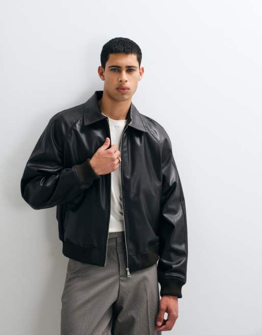 Jack & Jones ocieplana kurtka bomberka ze skóry PU w czerni, 5 z 5