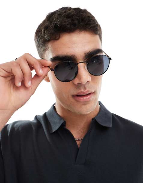 Jack & Jones – Okrągłe czarne okulary przeciwsłoneczne z metalowymi oprawkami - view 1