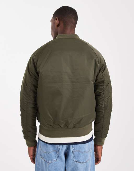 Jack & Jones - Olivengrøn bomber-jakke med kontrasterende for, 3 af 5