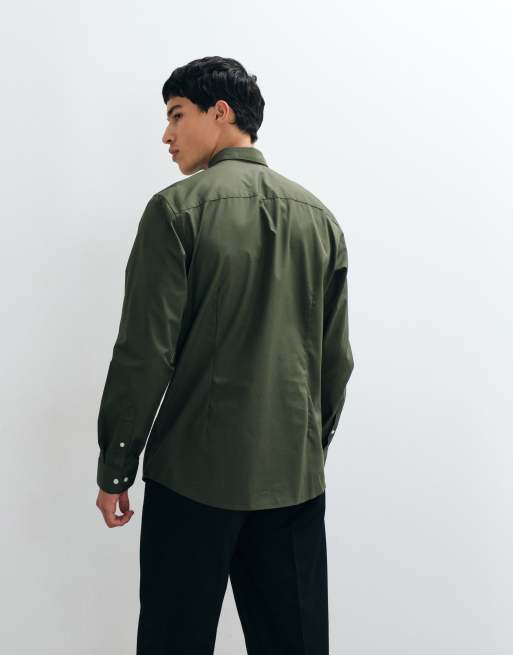 Jack & Jones - Olivengrøn elegant slim fit-skjorte, 2 af 5