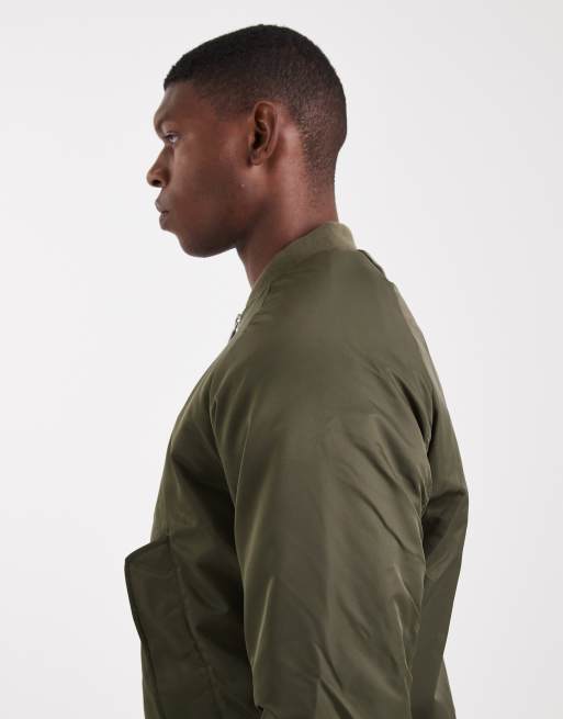 Jack & Jones – Olivgrön bomberjacka med kontrasterande foder, 4 av 5