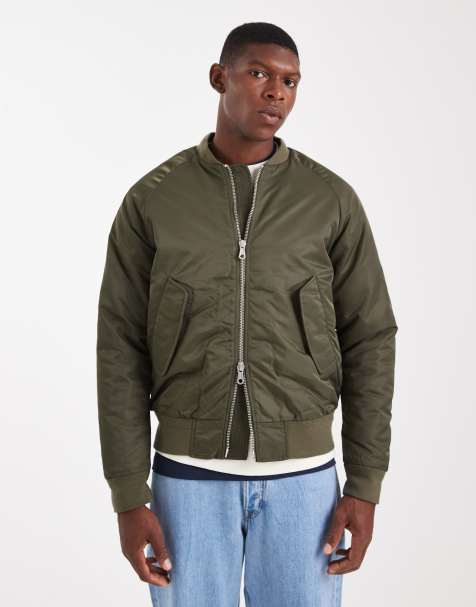 Jack & Jones – Oliwkowa kurtka bomberka z kontrastową podszewką - view 1