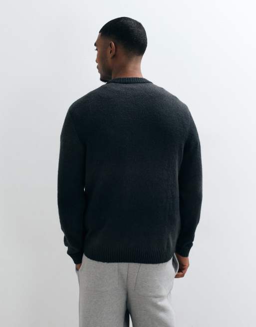 Jack & Jones ombre crew neck jumper in black and grey, 2 of 5