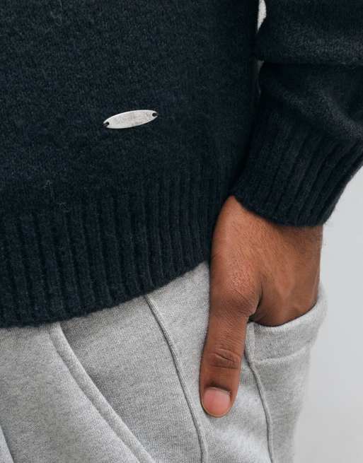 Jack & Jones ombre crew neck jumper in black and grey, 5 of 5