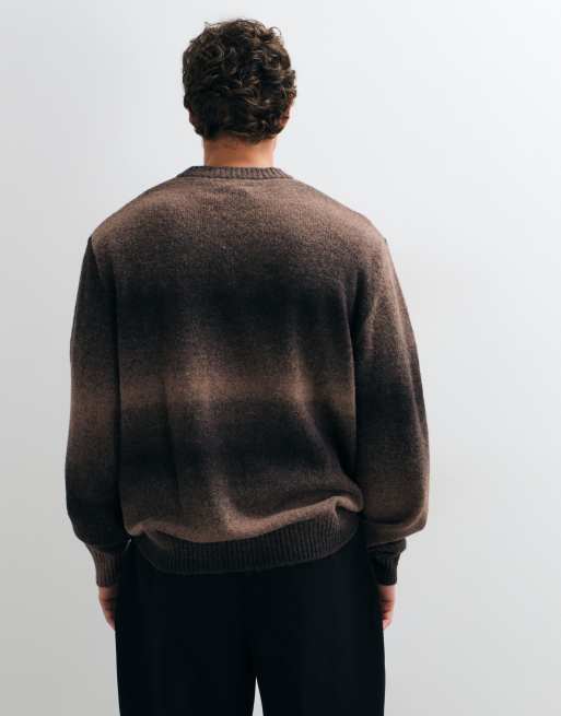 Jack & Jones ombre crew neck jumper in brown and beige, 3 of 5