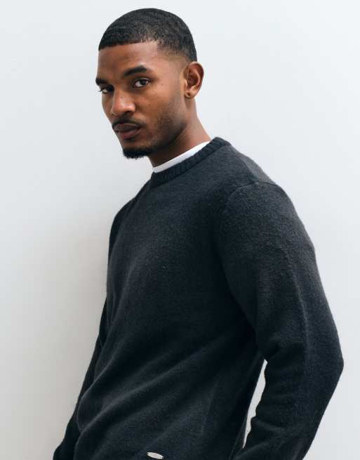 Jack & Jones ombre crew neck sweater in black and gray, 3 of 5