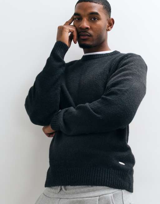 Jack & Jones ombre crew neck sweater in black and gray, 4 of 5