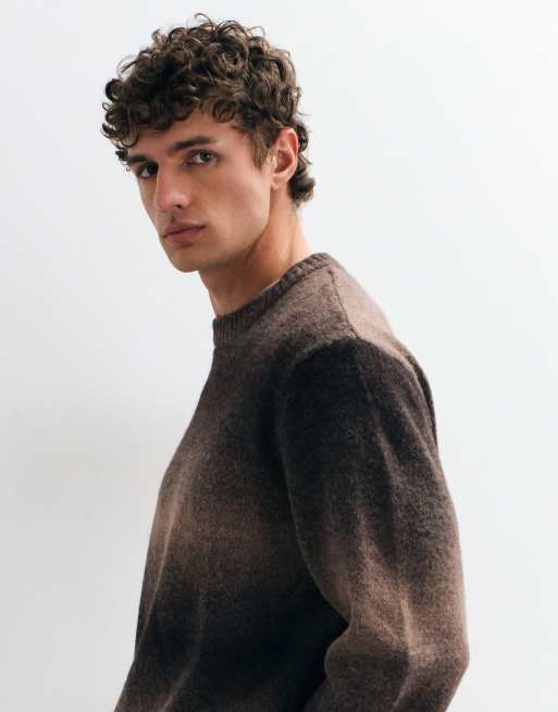 Jack & Jones ombre crew neck sweater in brown and beige, 4 of 5