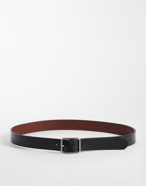 Jack & Jones omkeerbare leren riem in zwart en bruin - view 1