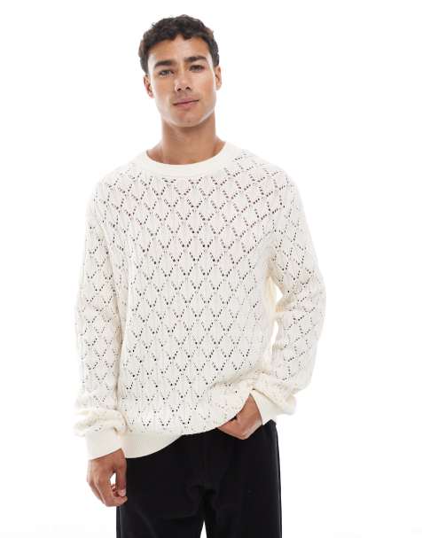 Jack & Jones - Open gebreide trui in crème - view 1