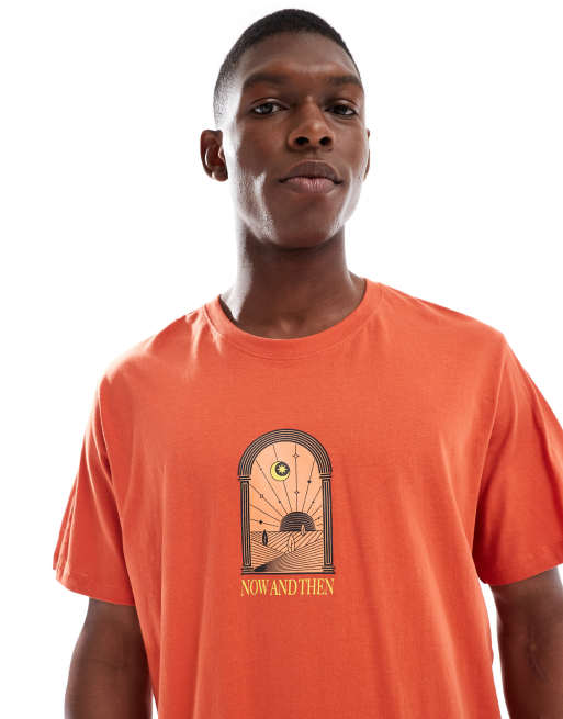 Jack & Jones - Orange oversized T-shirt med 'now and then'-print på ryggen, 4 af 4