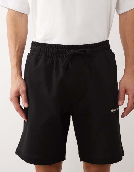 Jack & Jones orginals logo sweat short in black, 4 of 5