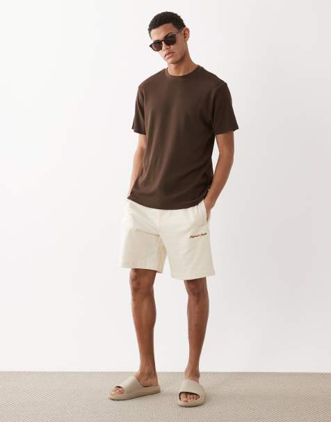 Jack & Jones orginals logo sweat short in off white - view 1