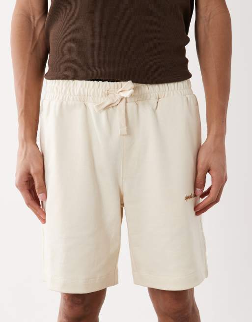 Jack & Jones orginals logo sweat short in off white, 4 of 5
