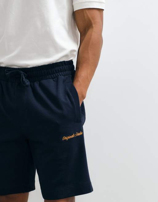 Jack & Jones orginals logo sweat shorts in navy, 2 of 9
