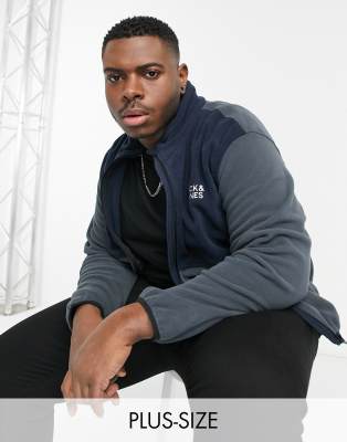 Jack & Jones – Original – Fleece-Jacke mit Reißverschluss in Blau