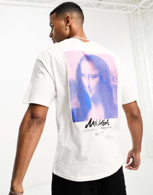 Jack & Jones Original - Oversized T-shirt med Mona Lisa-print på ryggen i hvid 