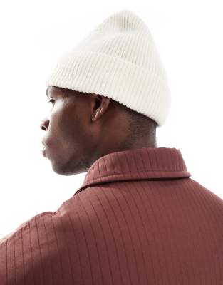 Jack & Jones Original Studio Embroidered Rib Beanie In White
