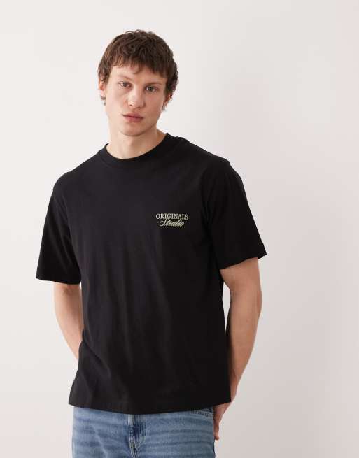 Jack & Jones Original – Studios – Czarno-szałwiowy T-shirt oversize z napisem na plecach, 3 z 5