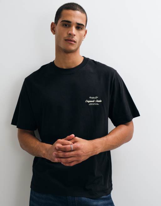 Jack & Jones Original Studios T-shirt oversize czarny z białym nadrukiem z tyłu, 2 z 5