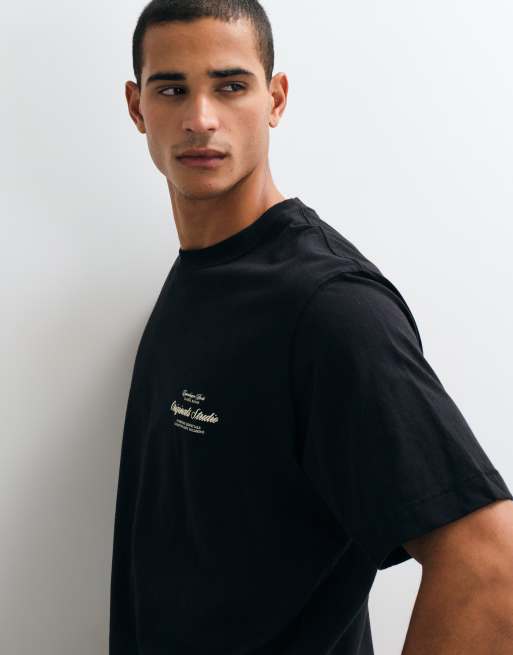 Jack & Jones Original Studios T-shirt oversize czarny z białym nadrukiem z tyłu, 4 z 5