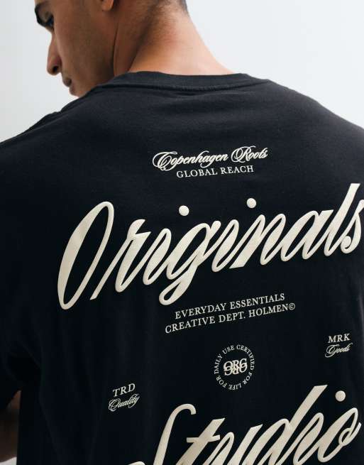 Jack & Jones Original Studios T-shirt oversize czarny z białym nadrukiem z tyłu, 5 z 5