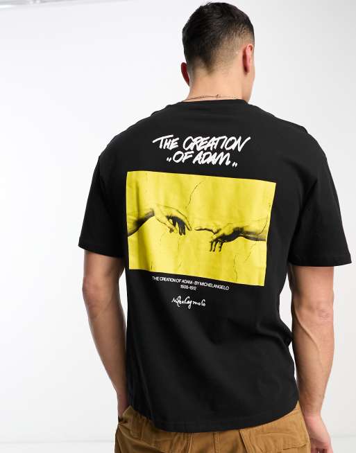 Jack & Jones Original - T-shirt oversize avec imprimé artistique au dos - Noir