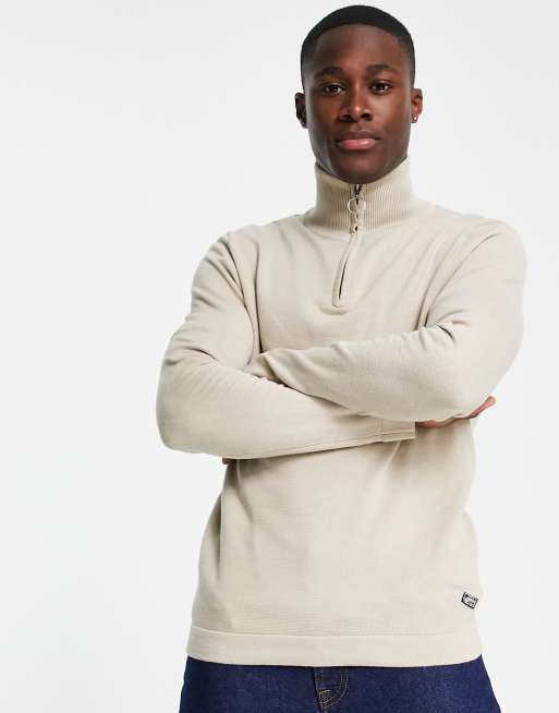 Beige quarter zip online sweater