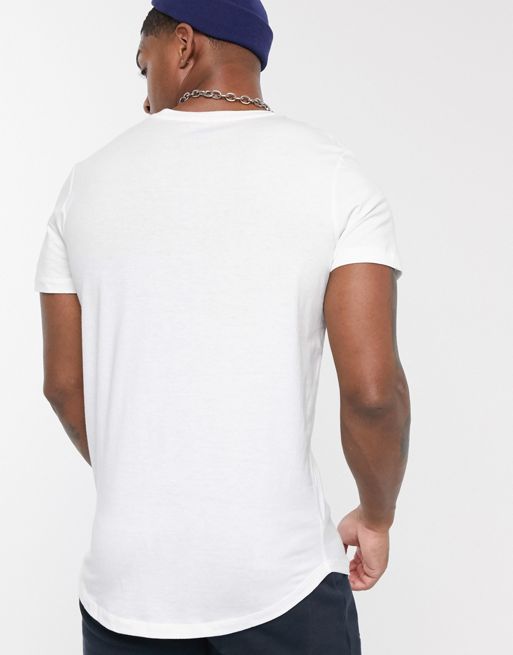 Jack & Jones Originals Longline Curved Hem T-shirt in White for Men