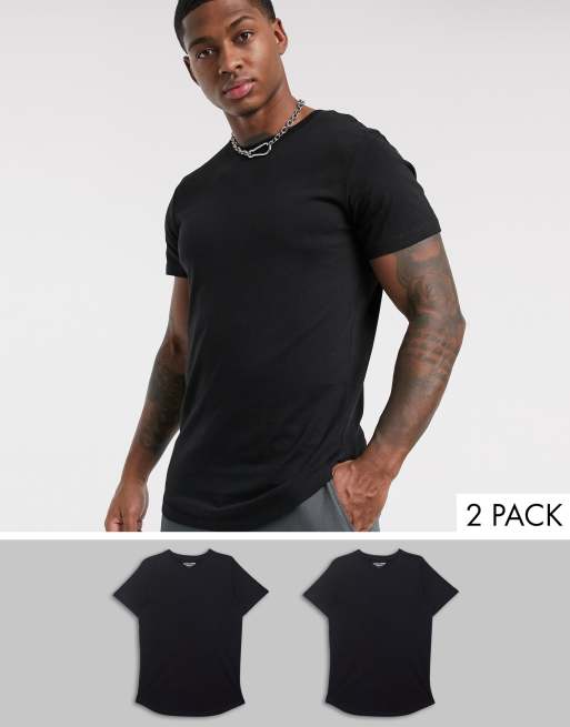 Jack Jones Originals 2er Pack T Shirts Mit Abgerundetem Saum In Schwarz Asos