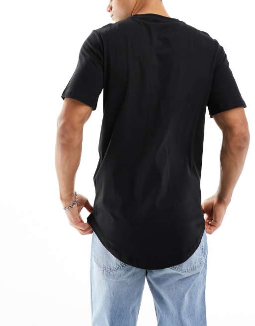 Jack & Jones Originals 3 pack curve longline t-shirt in white/navy/black, 3 of 4