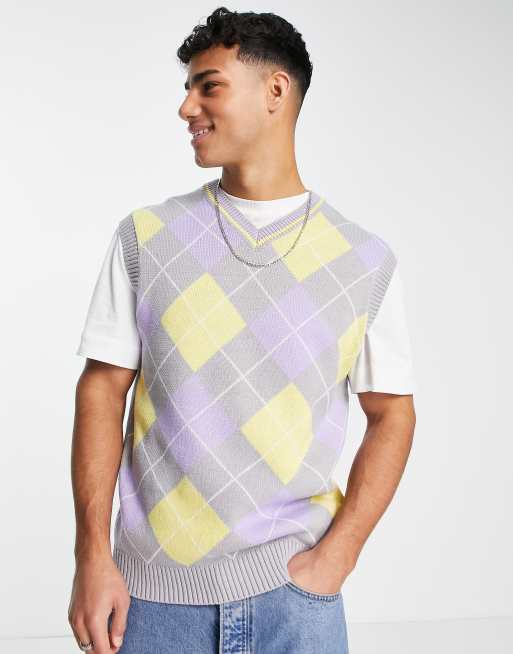 Jack & Jones Originals argyle vest in grey | ASOS