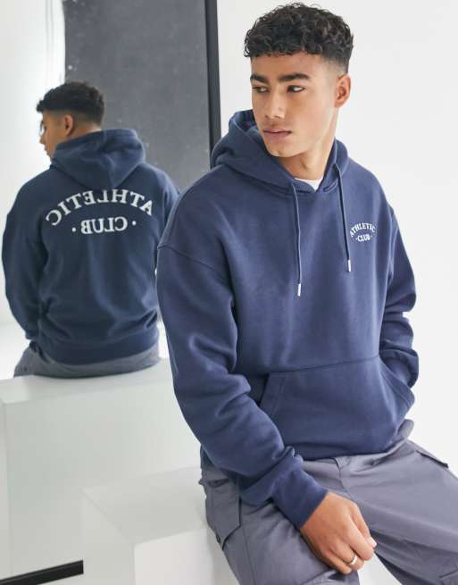 Jack & Jones Originals athletic back print hoodie in navy ASOS