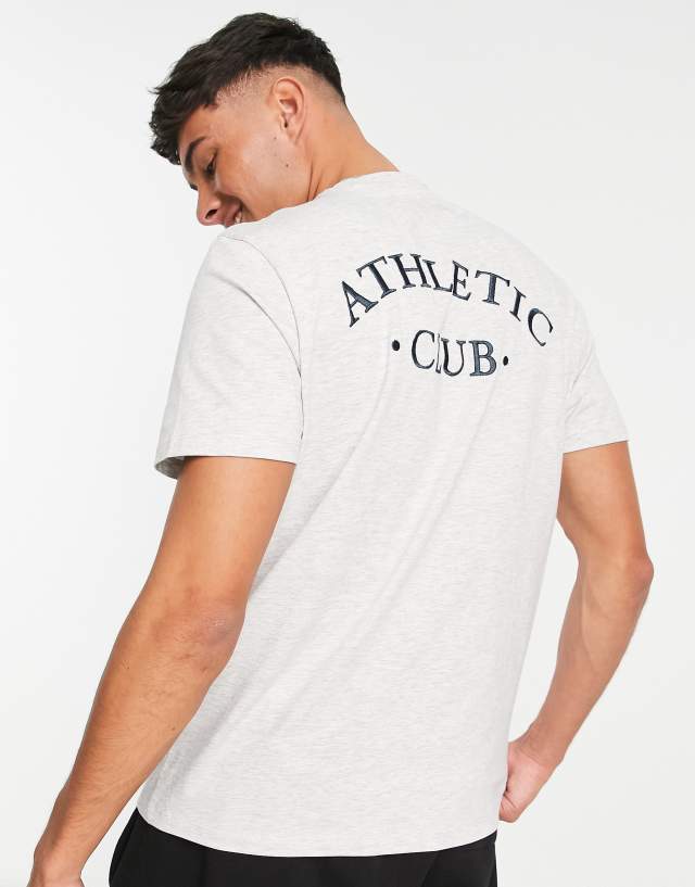 Jack & Jones Originals athletic back print t-shirt in gray melange