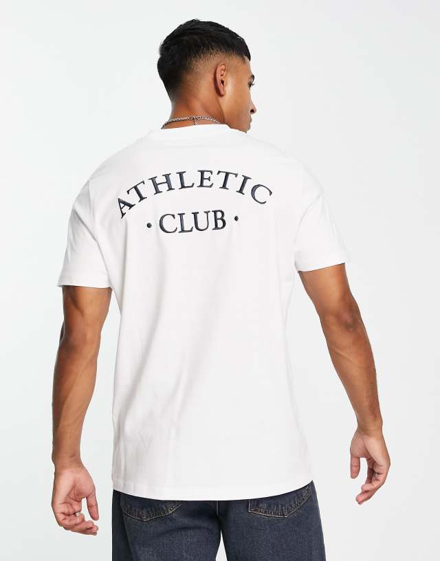 Jack & Jones Originals athletic back print T-shirt in white