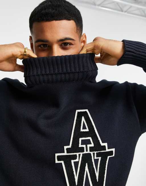 Jack Jones Originals AW high neck sweater in navy ASOS