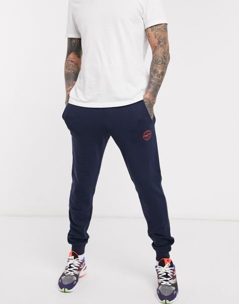 Jack & Jones Originals badge logo sweat joggers in navy - view 1