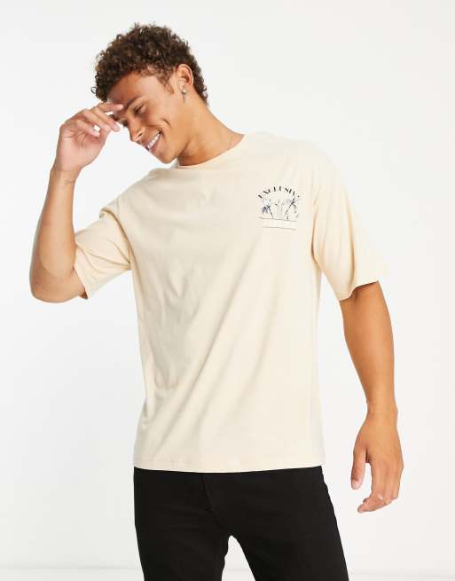 Jack & Jones - Originals - Beige oversized T-shirt med blomsterprint, 2 af 4