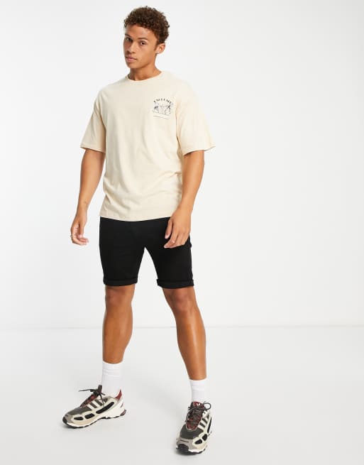 Jack & Jones - Originals - Beige oversized T-shirt med blomsterprint, 3 af 4