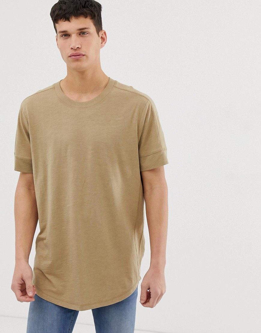 Jack & Jones – Originals – Beige t-shirt i oversize-modell och longline