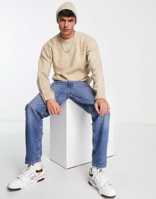Jack & Jones Originals - Beige trøje med rund hals i uldblanding , 4 af 4
