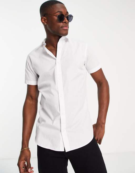 Jack & Jones Originals – Biała bawełniana koszula z krótkimi rękawami