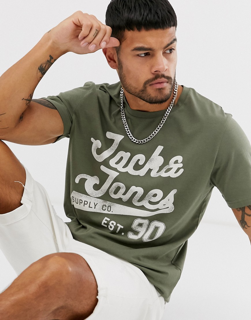 Jack & Jones Originals big logo t-shirt-Green