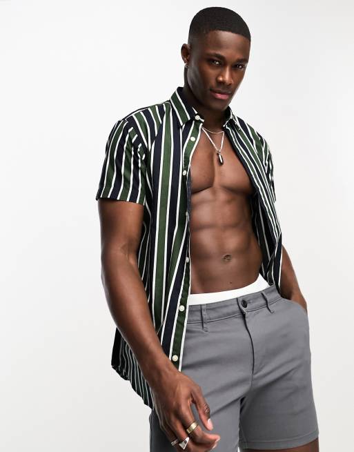 Dark green striped store shirt