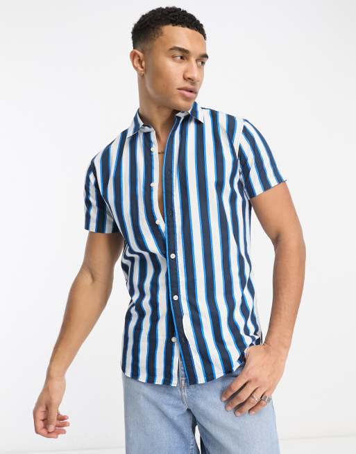 Black Vertical Stripe Shirts Mens Red Striped Blue Shirt Men