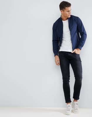 blue bomber jacket mens outfit