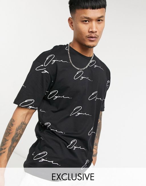 Jack & Jones Originals boxy fit t-shirt with all over script logo in ...