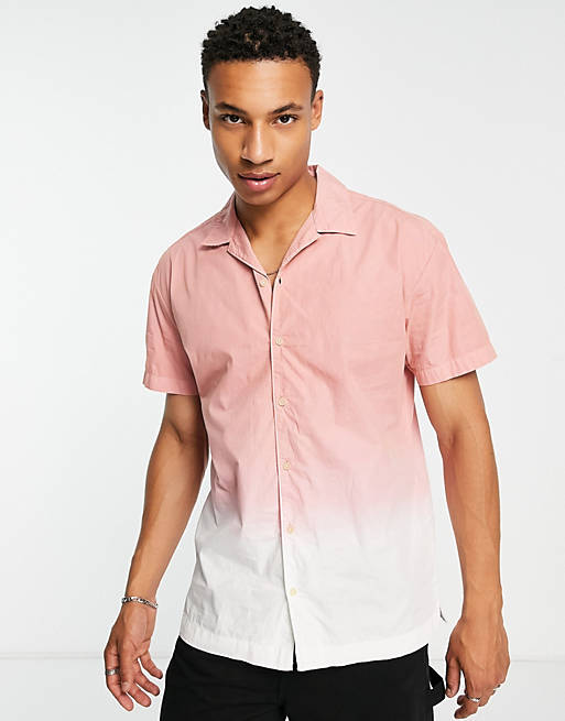 Camicia a maniche corte bianca e rosa sfumata Asos Uomo Abbigliamento Camicie Camicie a maniche corte Originals 